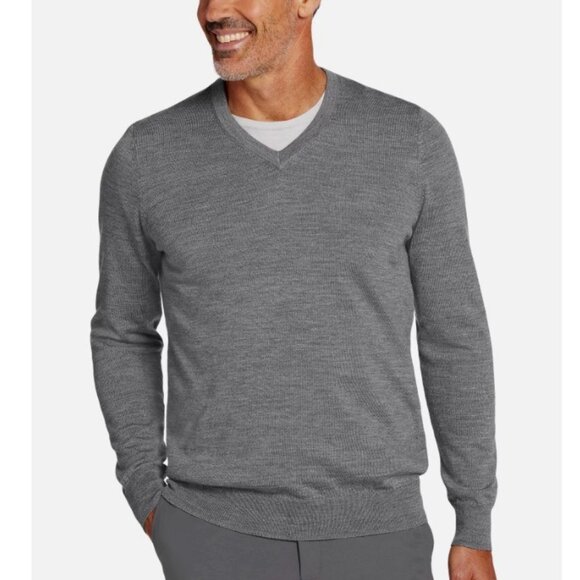 NWT - Joseph Abboud BIG and Tall Merino Wool V-Neck Sweater, Charcoal - Size 3X - Picture 2 of 9